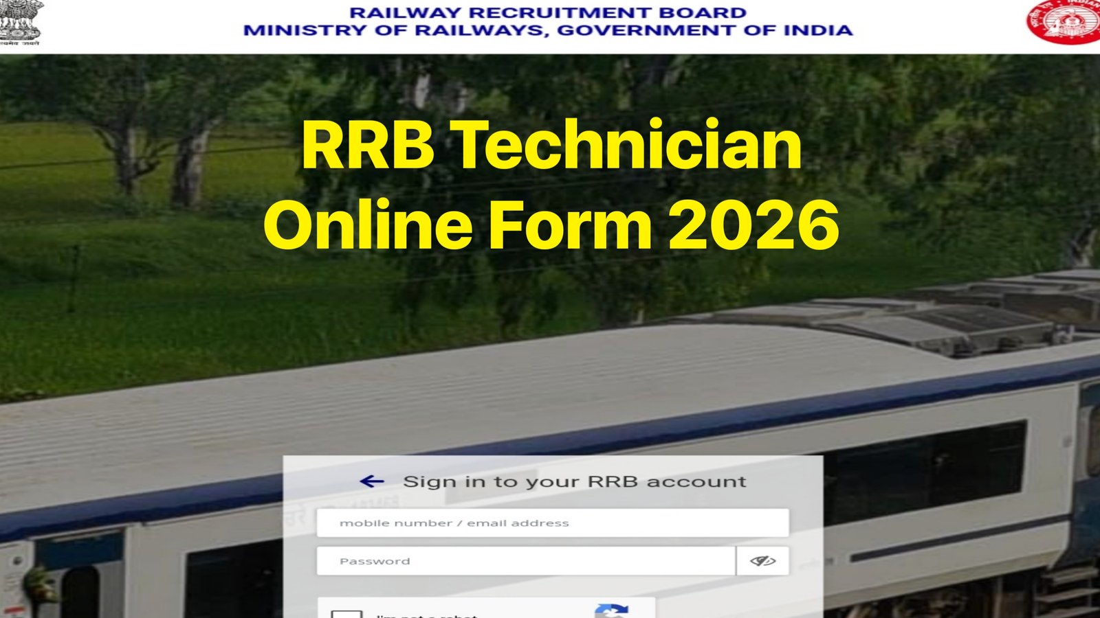 Railway RRB Technician Recruitment 2026 Online Form - Last Date & Required Documents